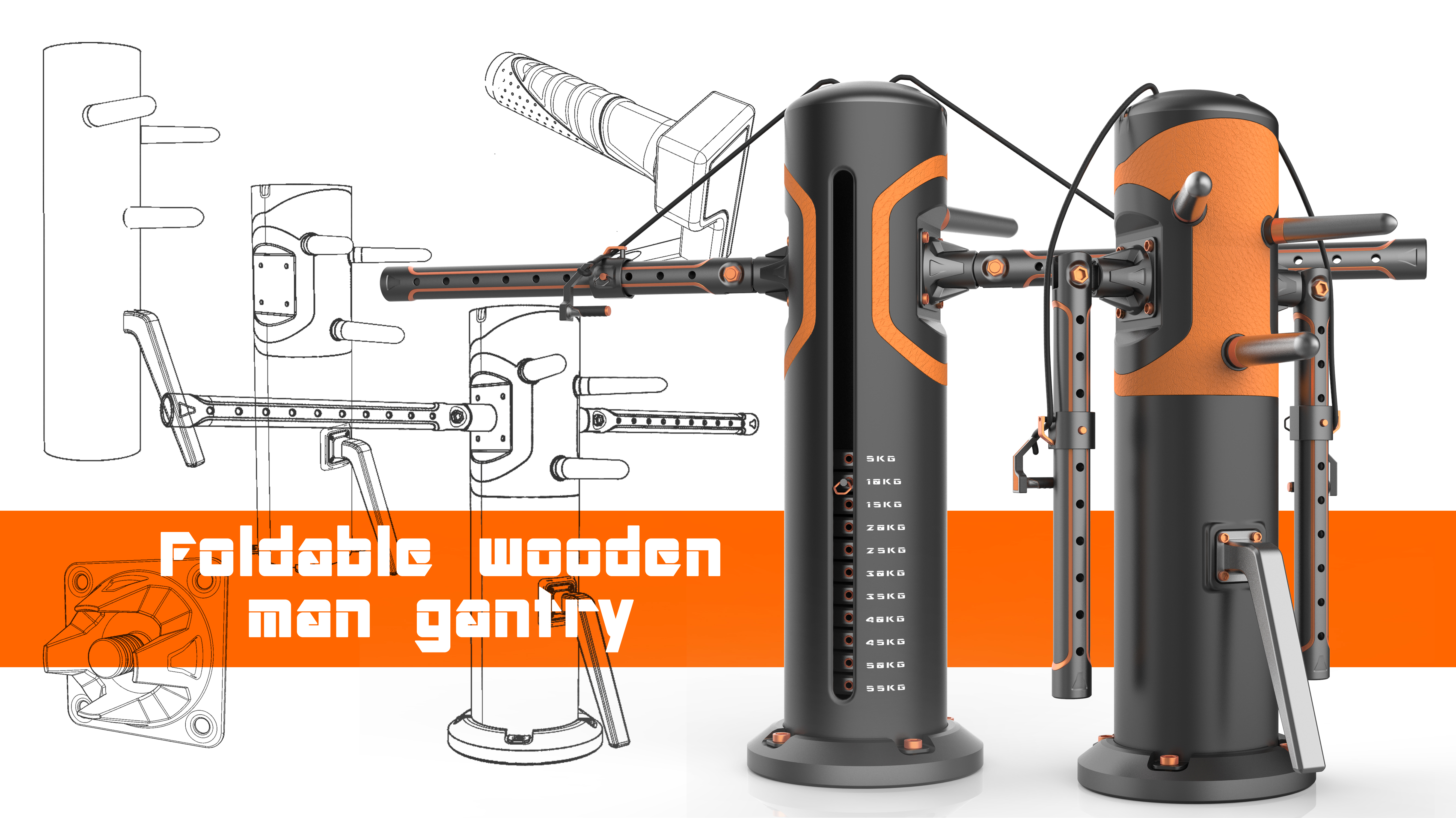 Chinese martial arts, wooden dummy, gantry, fitness equipment，