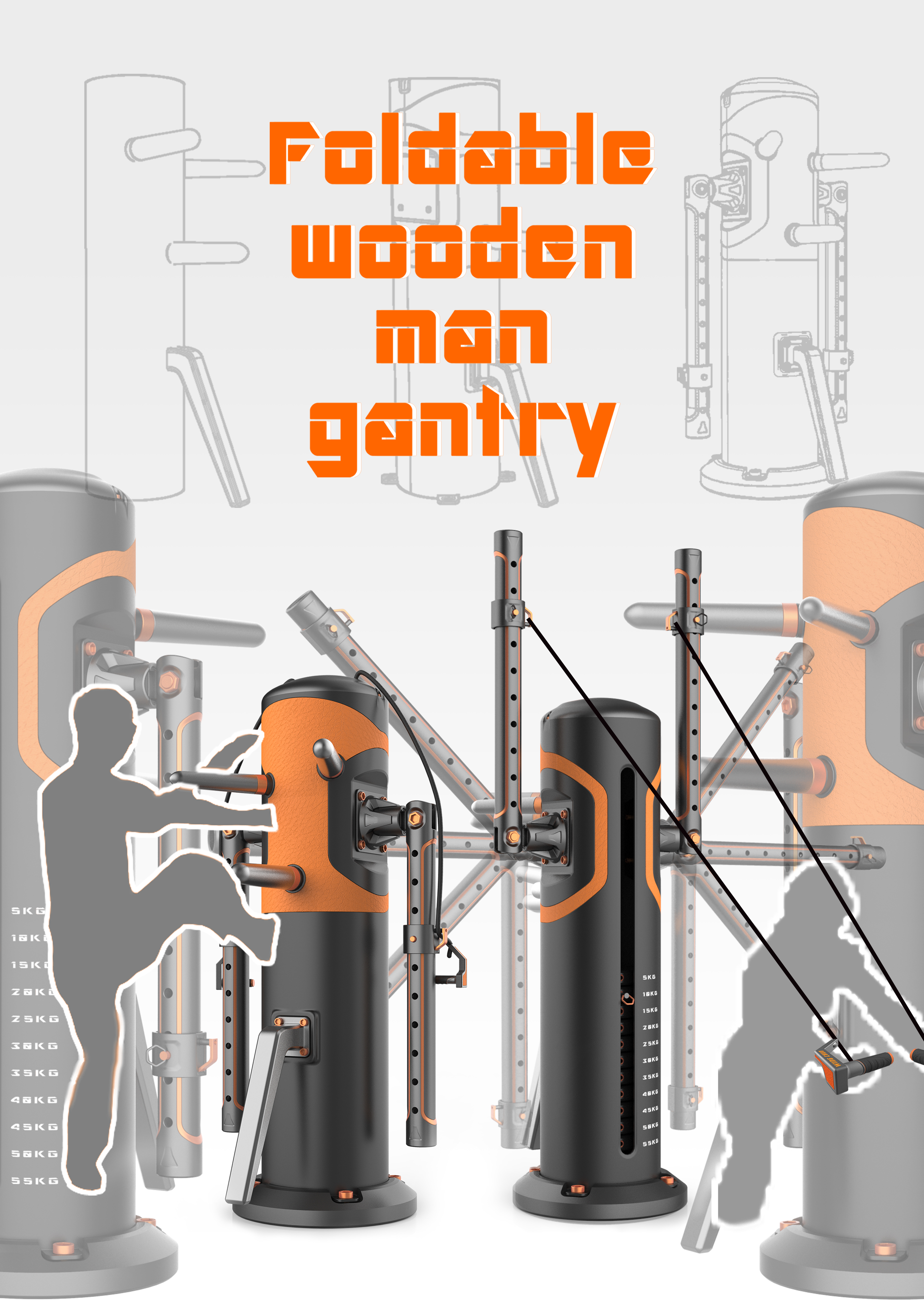 Chinese martial arts, wooden dummy, gantry, fitness equipment，