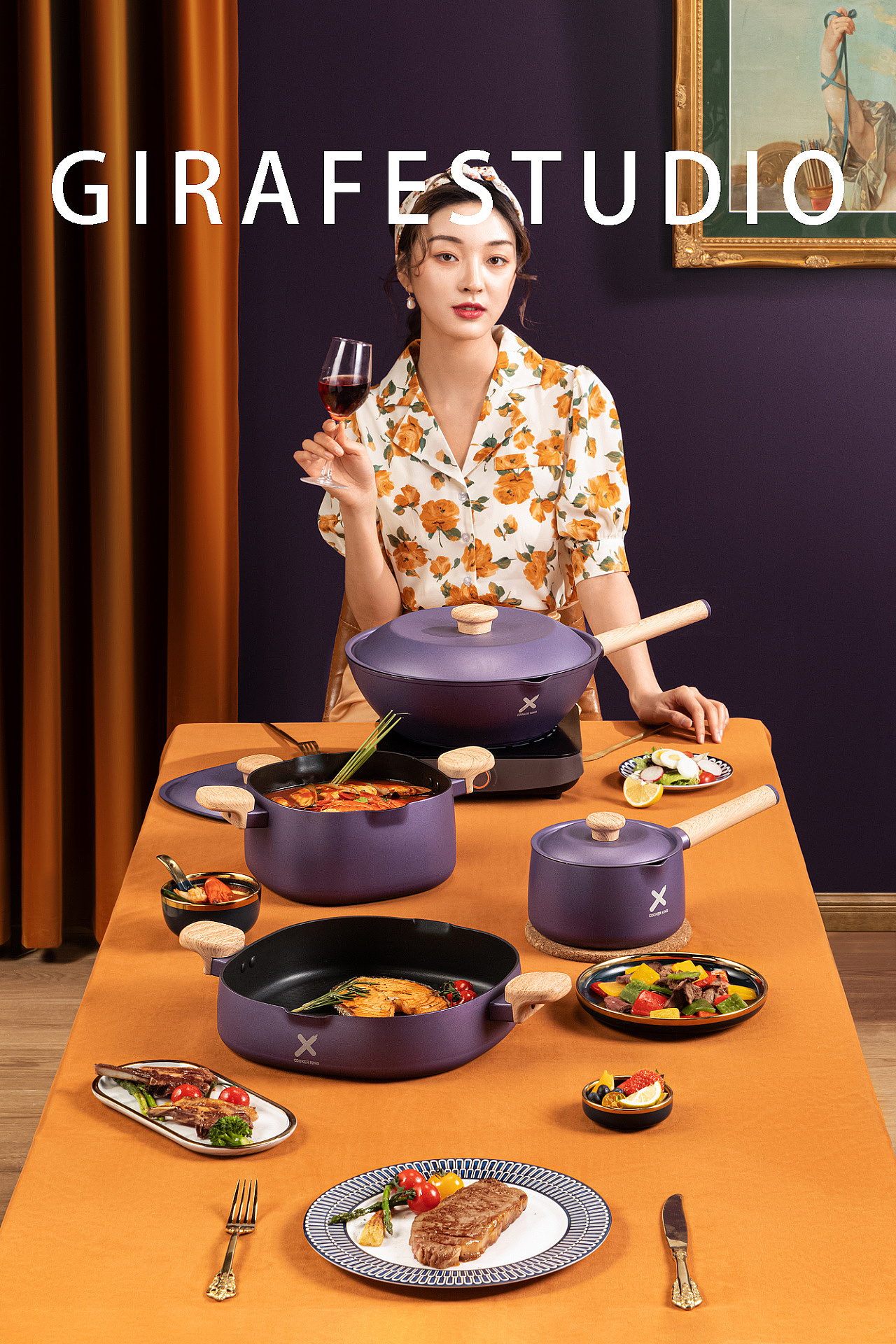 Frying pan，Soup pot，The milk pot，Wok，Cooking King，Set of tied pot，Small yellow duck series，cookware，