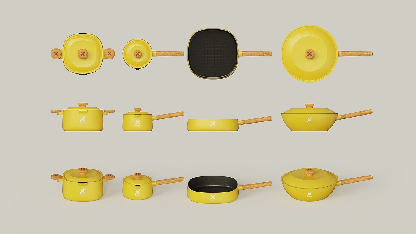 Frying pan，Soup pot，The milk pot，Wok，Cooking King，Set of tied pot，Small yellow duck series，cookware，