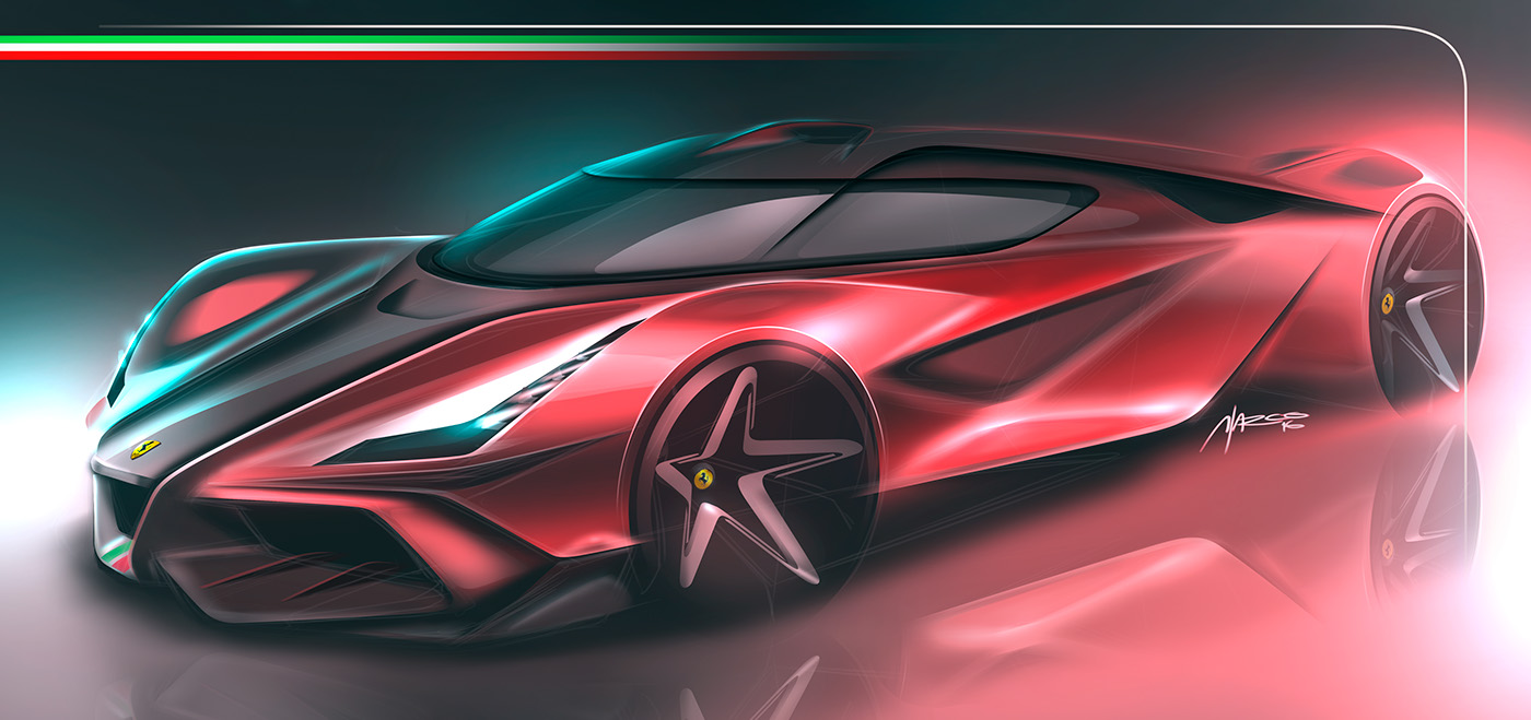 concept，Rendering，Sports car，Hand drawn，