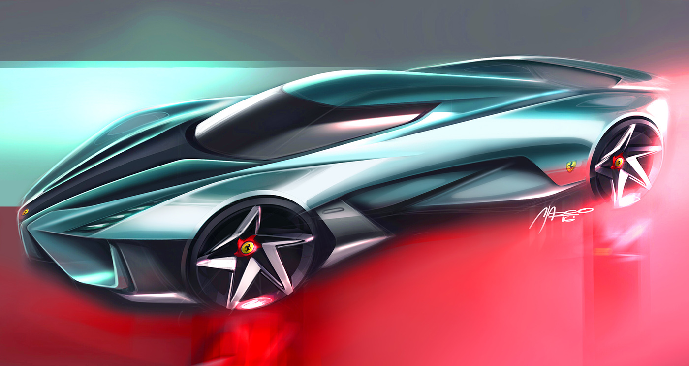 concept，Rendering，Sports car，Hand drawn，