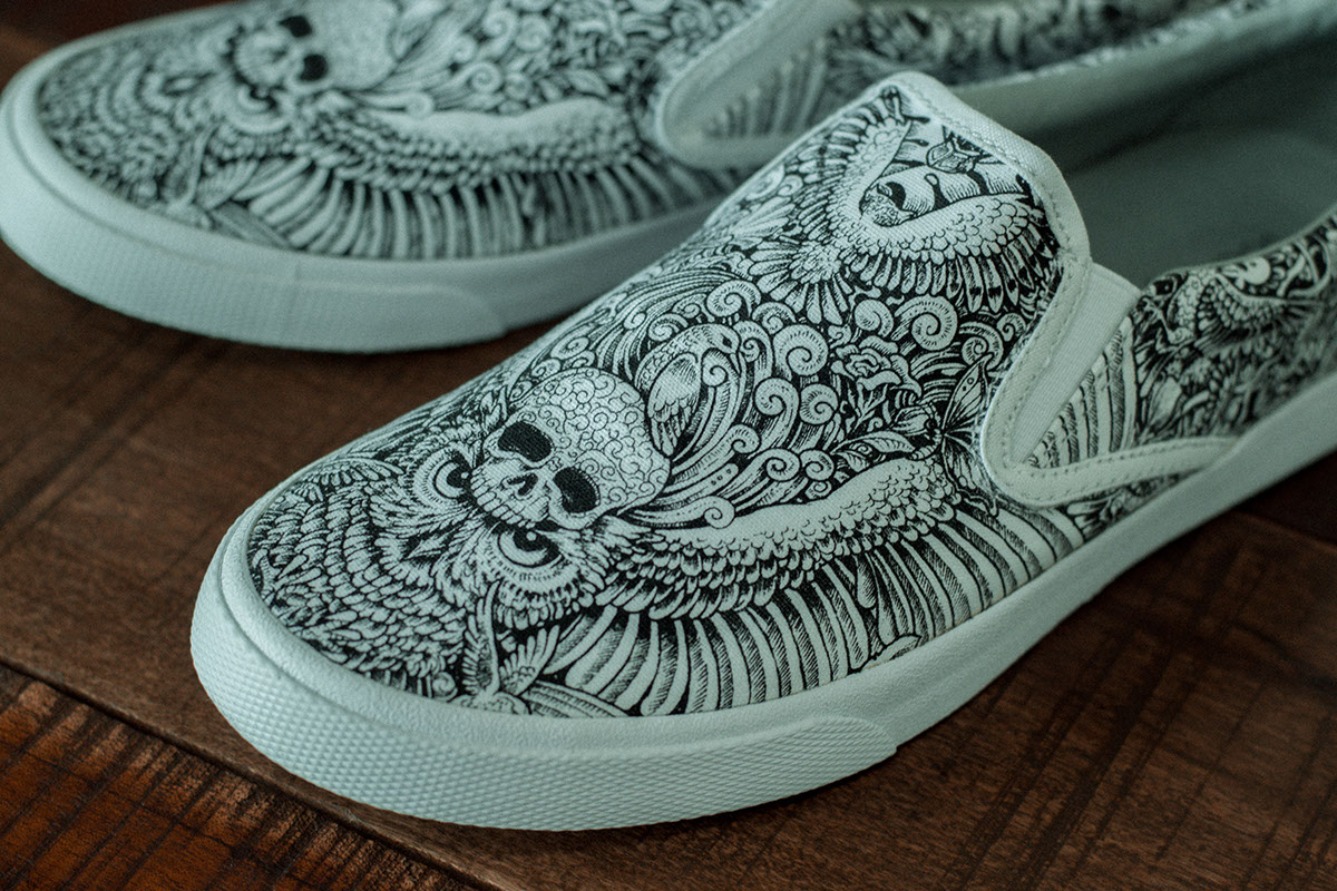 painting，Needle pen，shoes，Hand drawn，