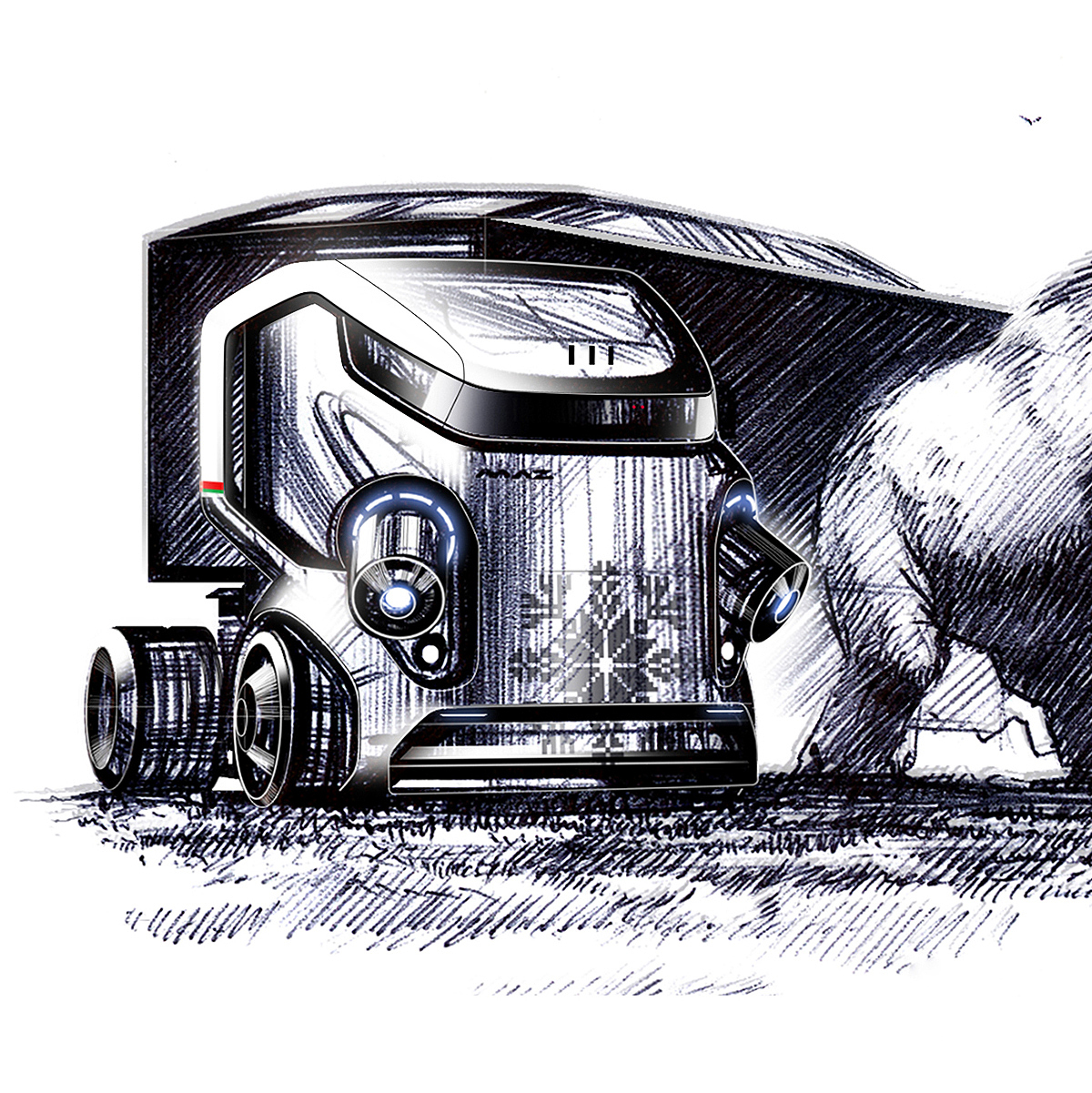 Hand drawn，automobile，draft，elephant，