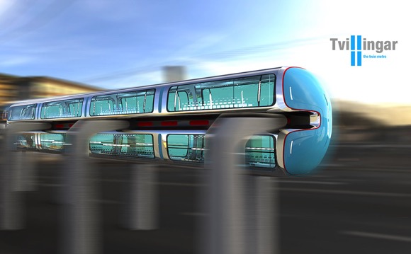 Ground rail transit on the upper and lower floors，