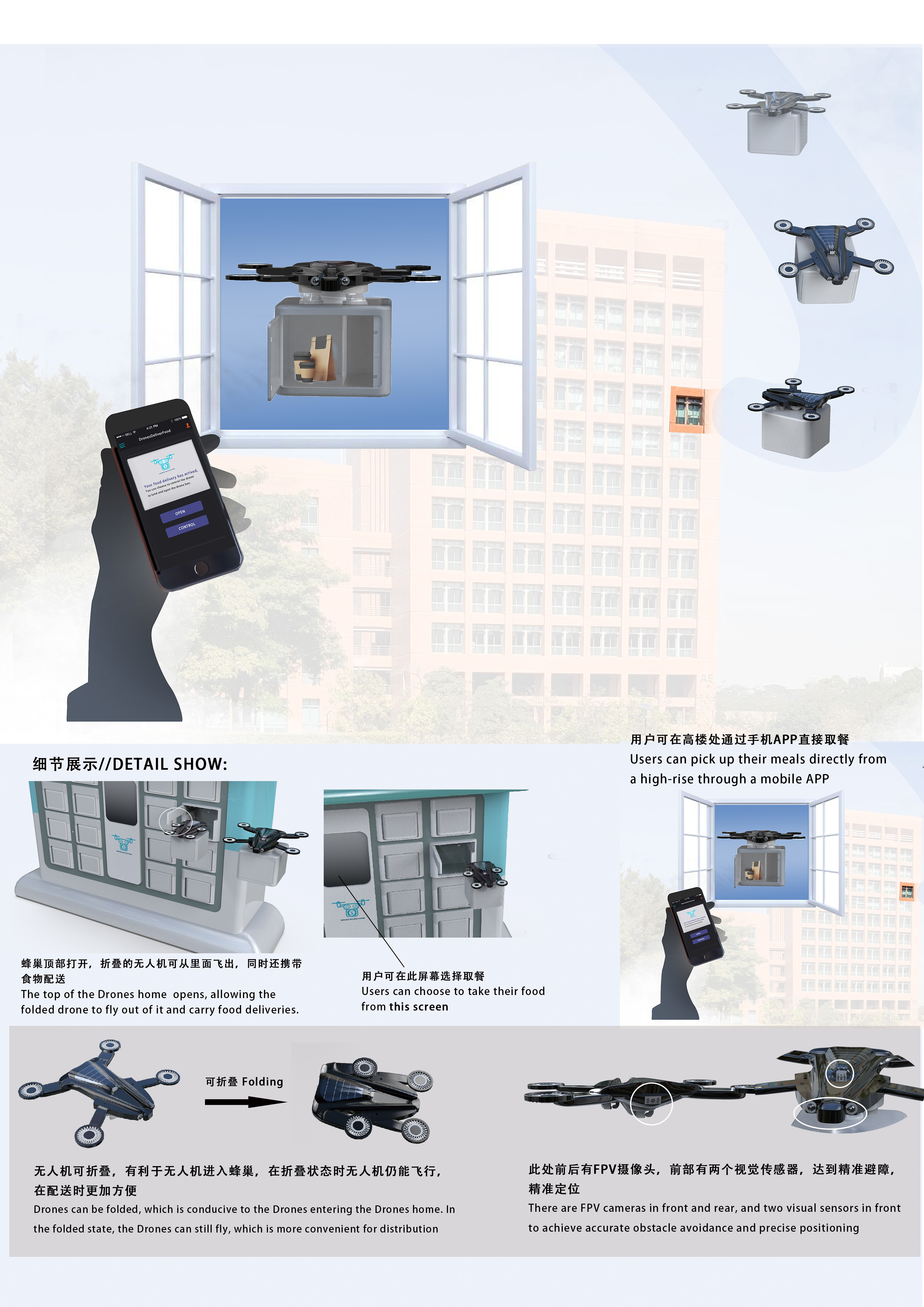 Unmanned distribution，future，UAV，hive，