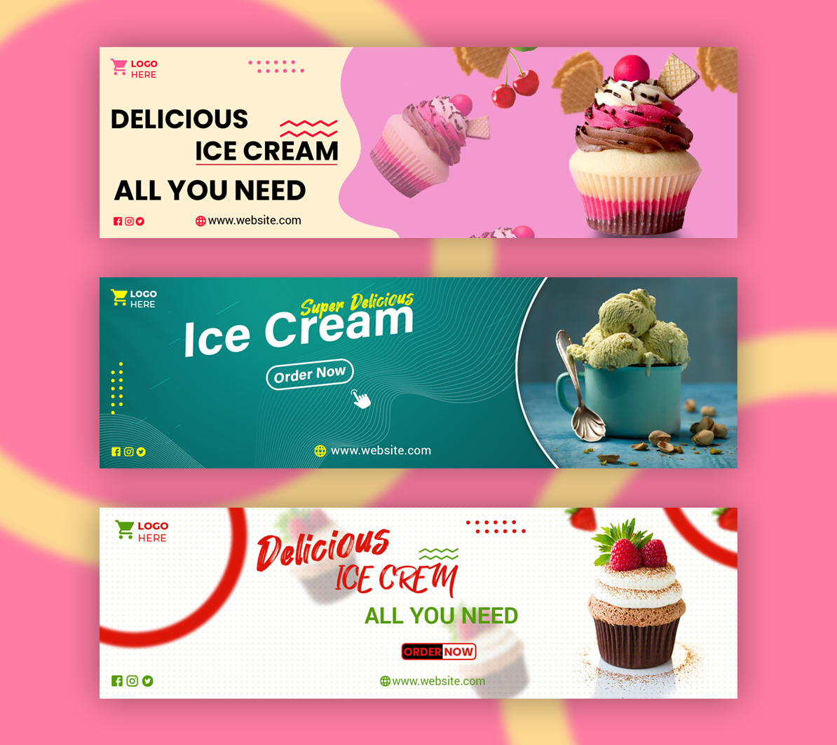 Web banner Design | social media ice cream ads Design | - 普象网