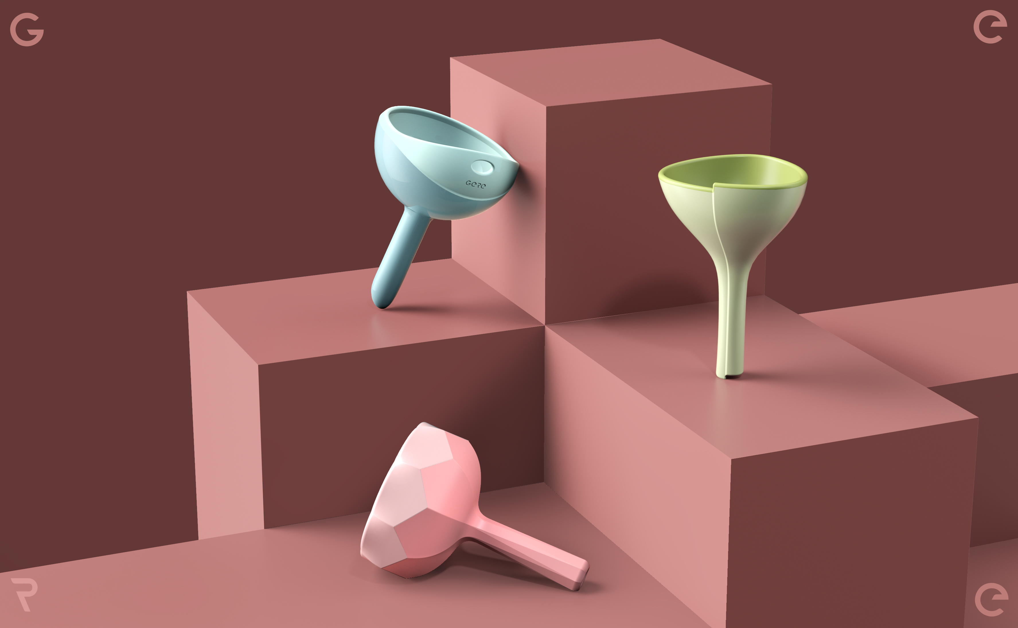 Grey design，Kitchen supplies，funnel，Color contrast design，Geometric design，