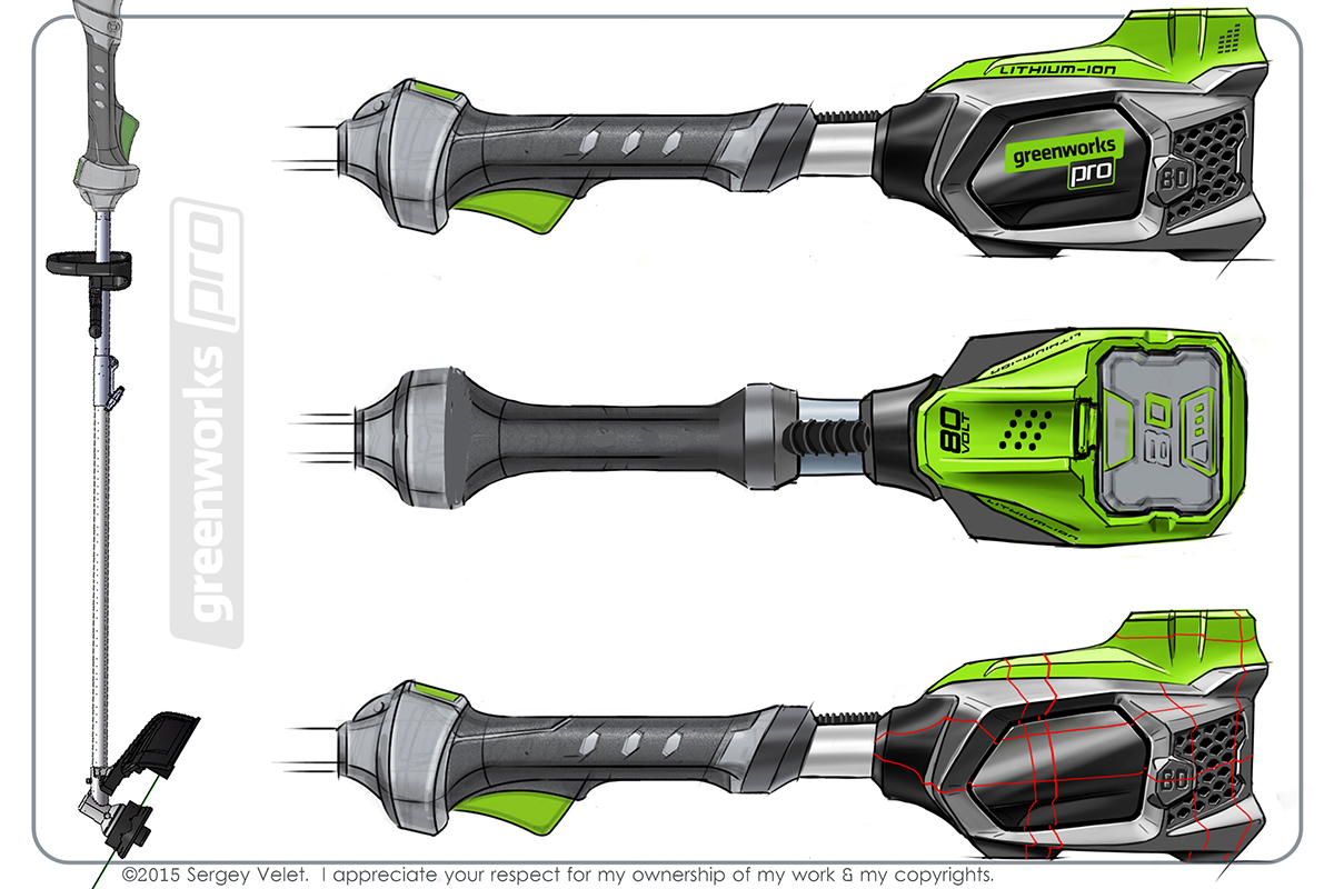 Sergey Velet，lawn mower，lawn，Hand drawn，design sketch，