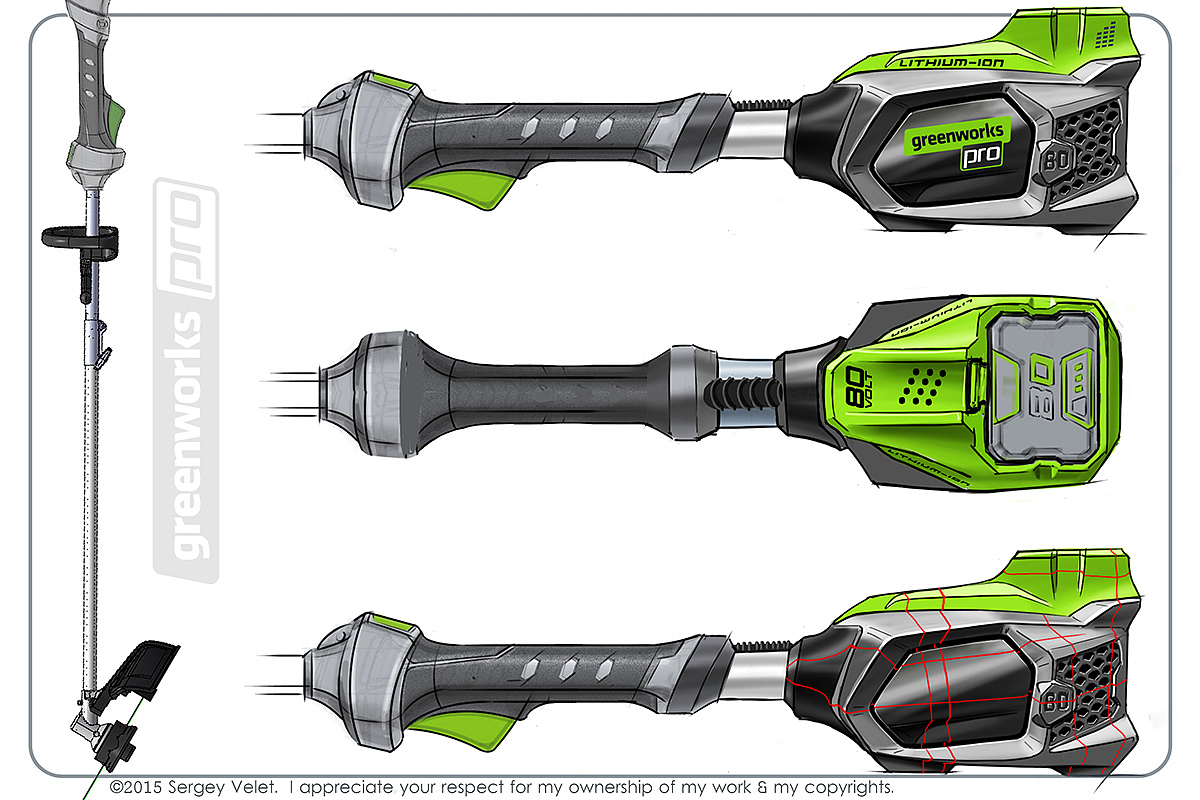 Sergey Velet，lawn mower，lawn，Hand drawn，design sketch，