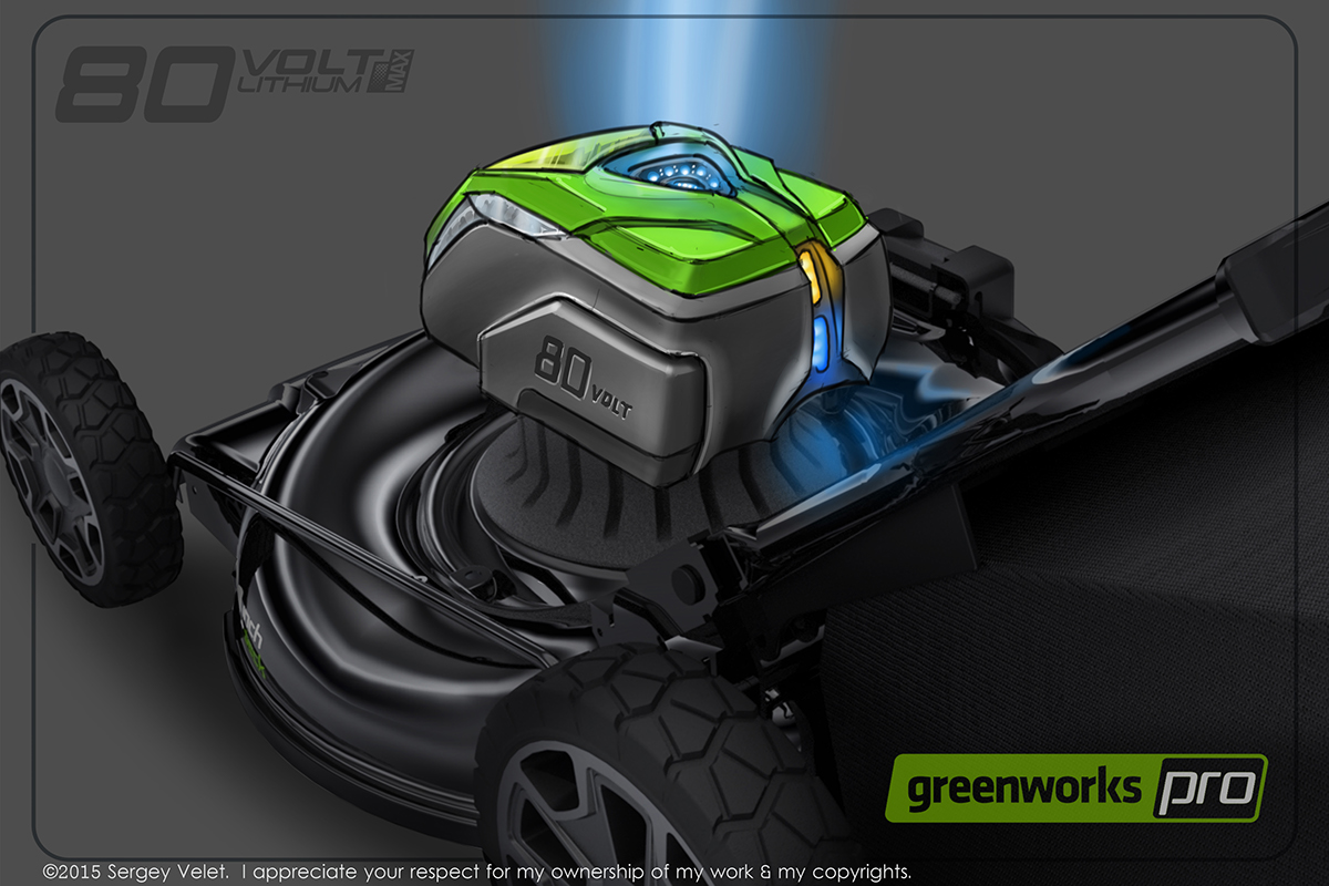 Sergey Velet，lawn mower，lawn，Hand drawn，design sketch，