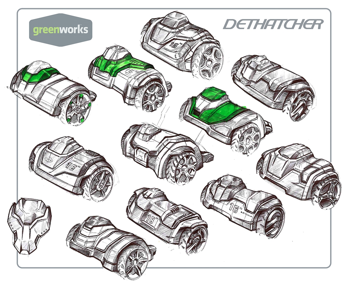 Sergey Velet，lawn mower，lawn，Hand drawn，design sketch，