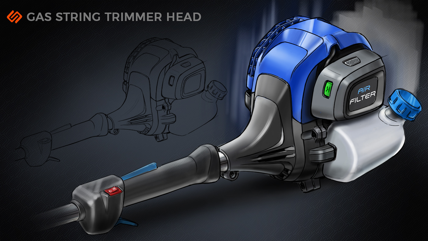 Sergey Velet，lawn mower，lawn，Hand drawn，design sketch，
