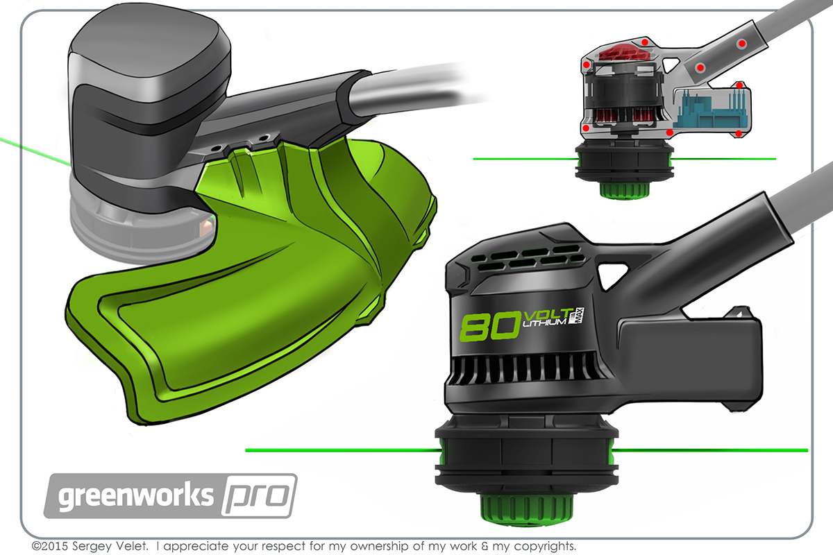 Sergey Velet，lawn mower，lawn，Hand drawn，design sketch，