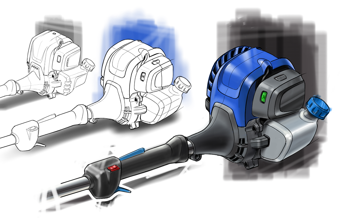 Sergey Velet，lawn mower，lawn，Hand drawn，design sketch，