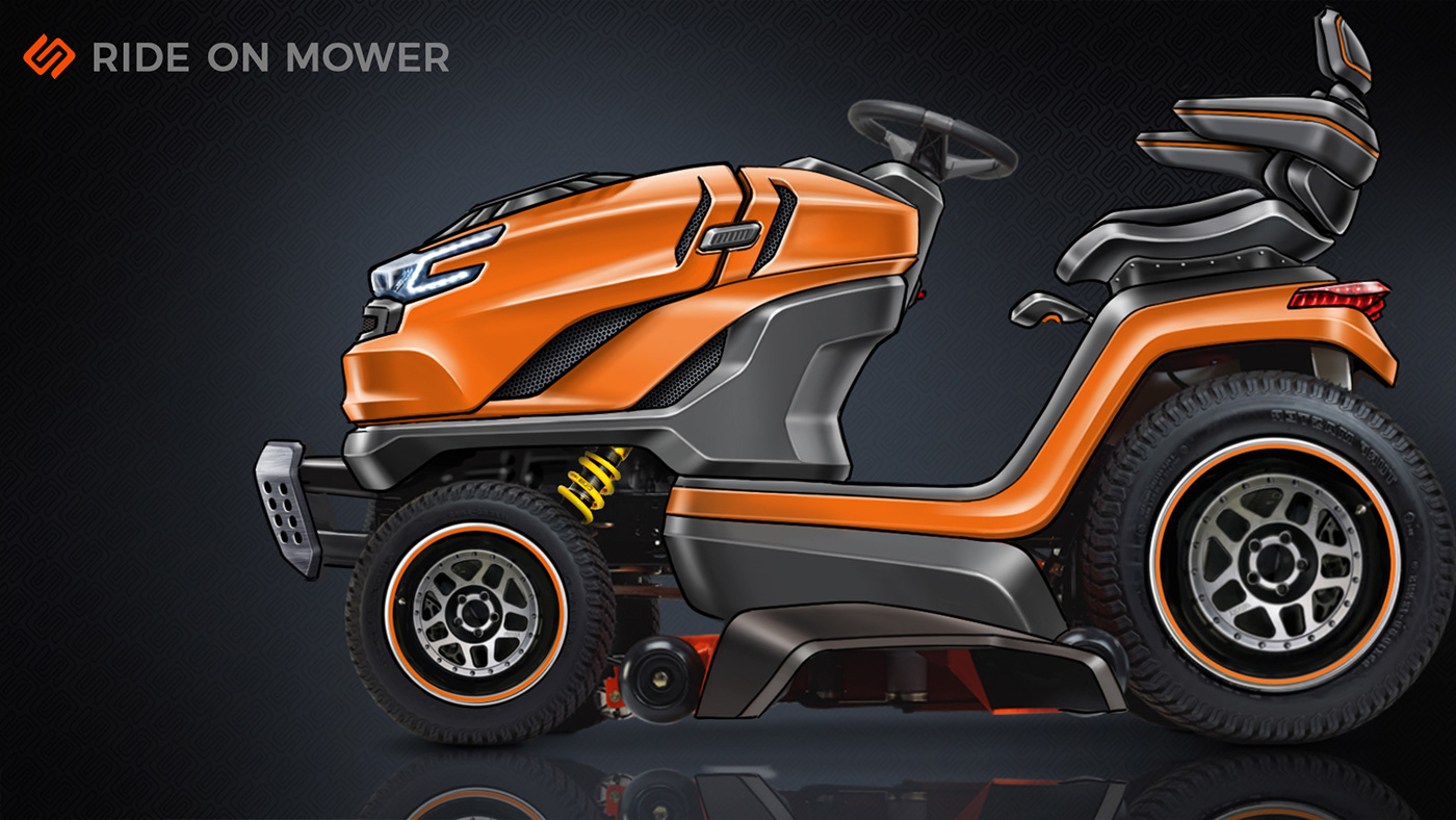 Sergey Velet，lawn mower，lawn，Hand drawn，design sketch，