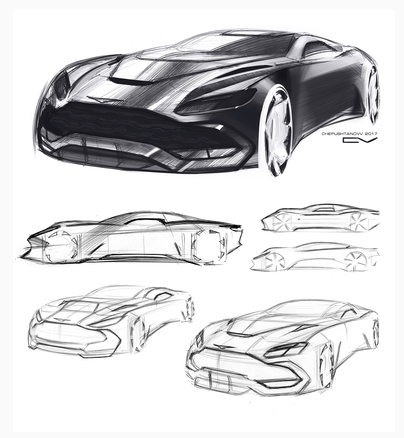 automobile，Hand drawn，aggregate，Multi graph，