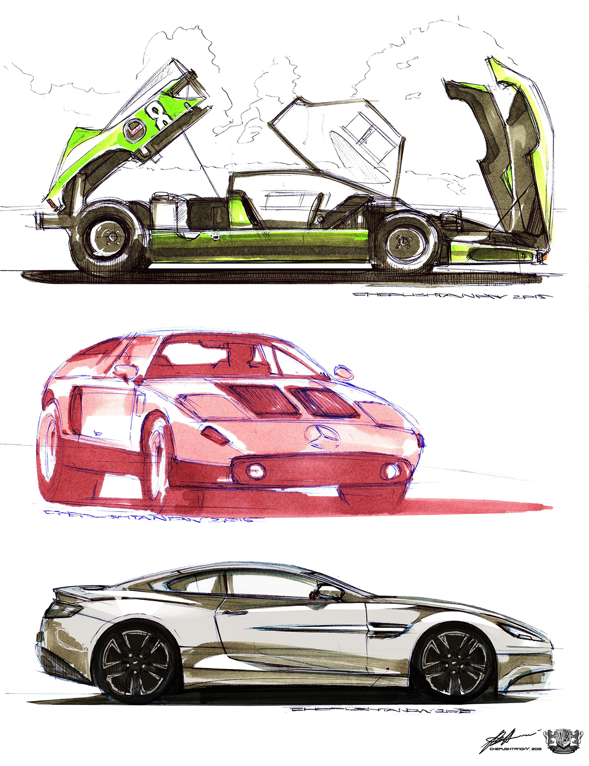 automobile，Hand drawn，aggregate，Multi graph，