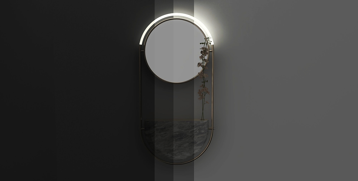 mirror，Wall lamp，lamps and lanterns，Marble，lighting，