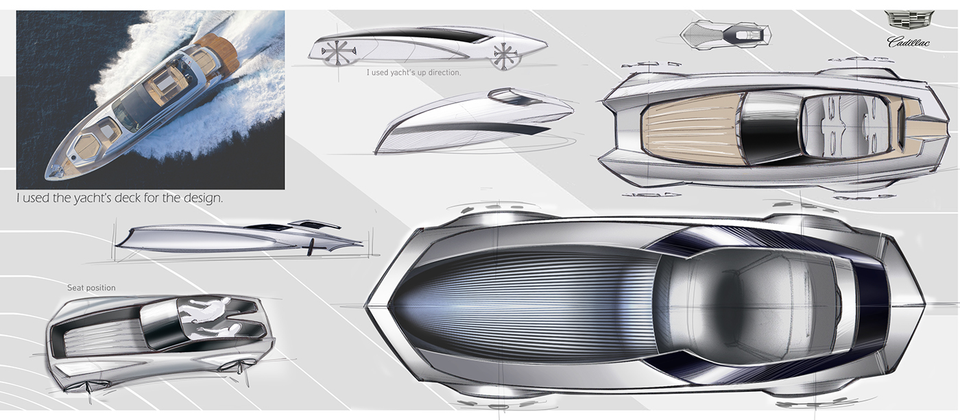 Cadillac，Dual purpose waterway，concept，sketch，