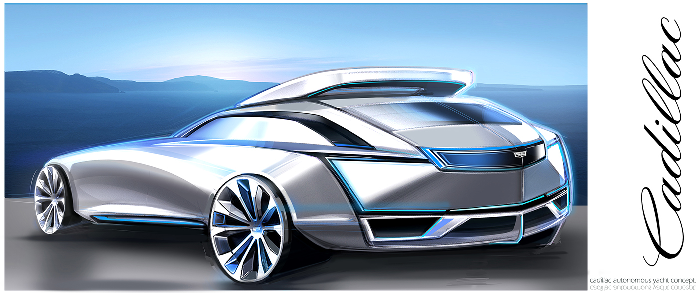 Cadillac，Dual purpose waterway，concept，sketch，