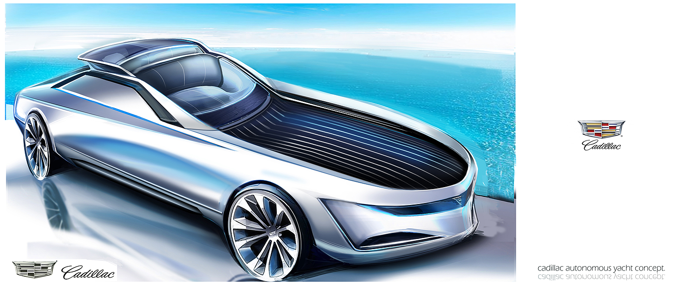 Cadillac，Dual purpose waterway，concept，sketch，