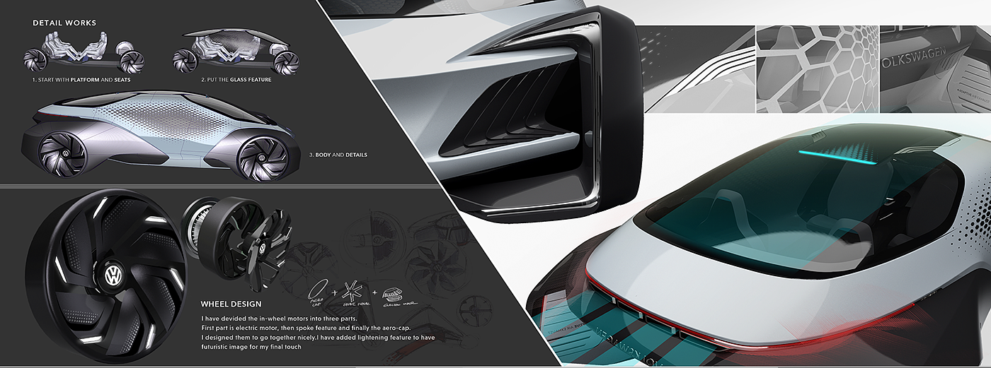 VOLKSWAGEN，Concept car，electric vehicle，modeling，Render，