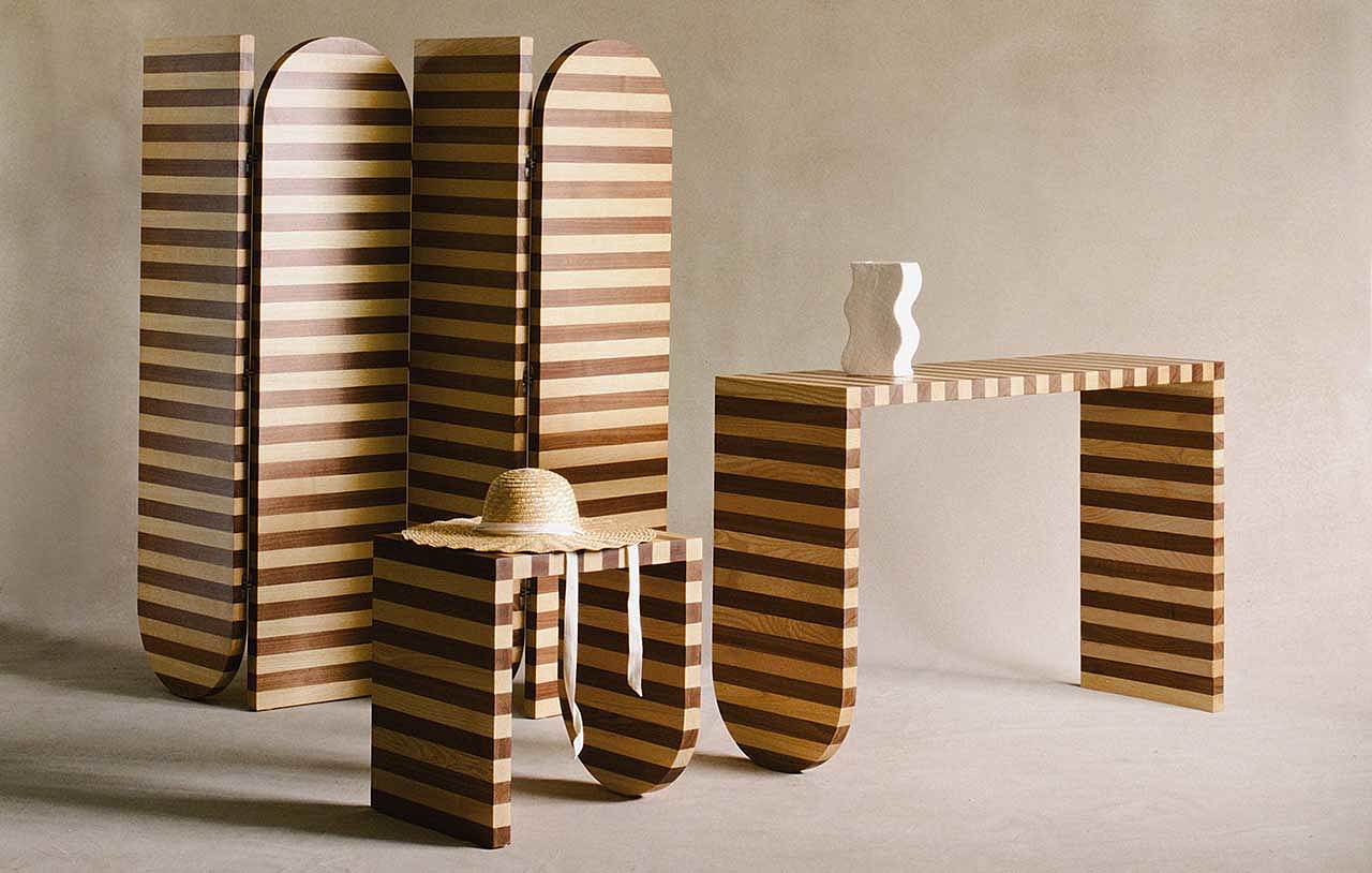 家具，条纹，木制，边桌，屏风，