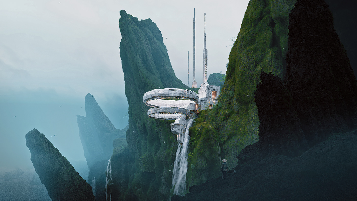 Architecture，Futurism，scenery，green，