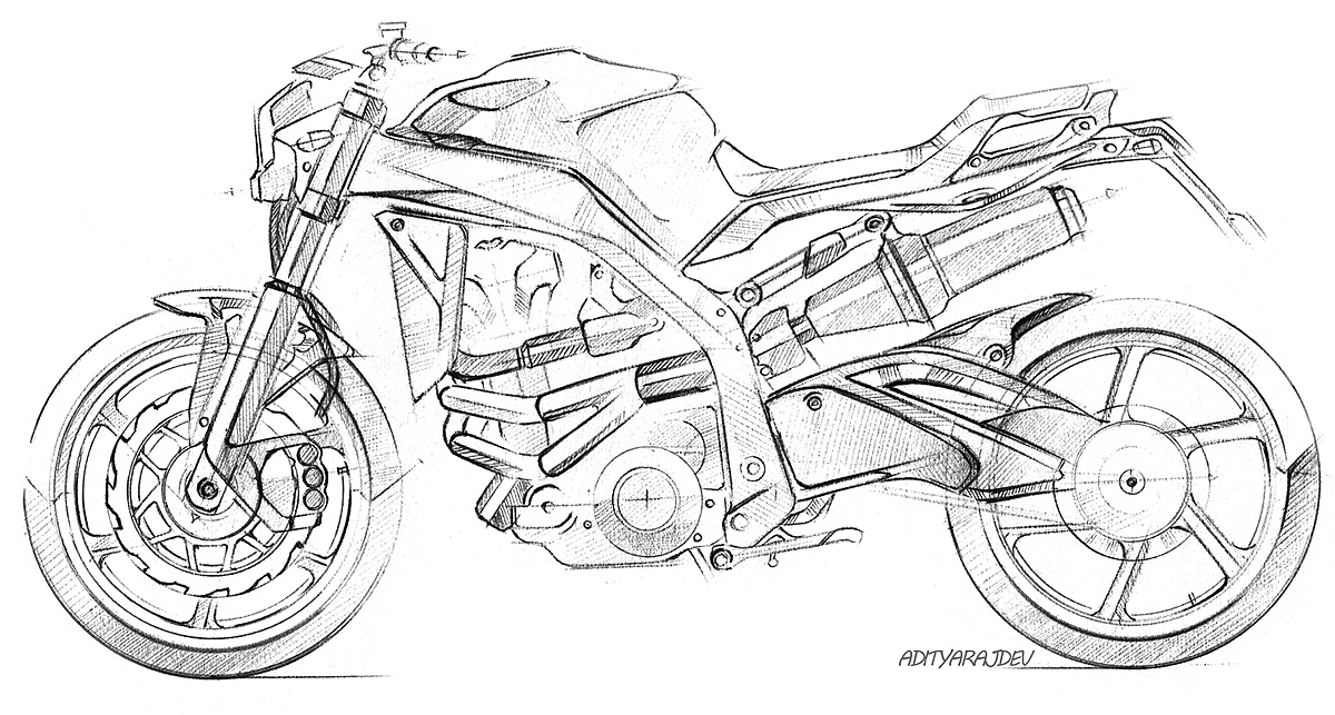 motorcycle，Hand drawn，ball pen，