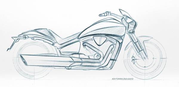 motorcycle，Hand drawn，ball pen，
