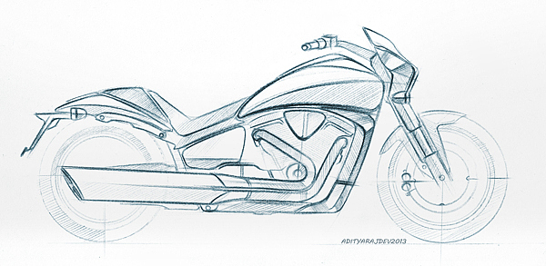 motorcycle，Hand drawn，ball pen，