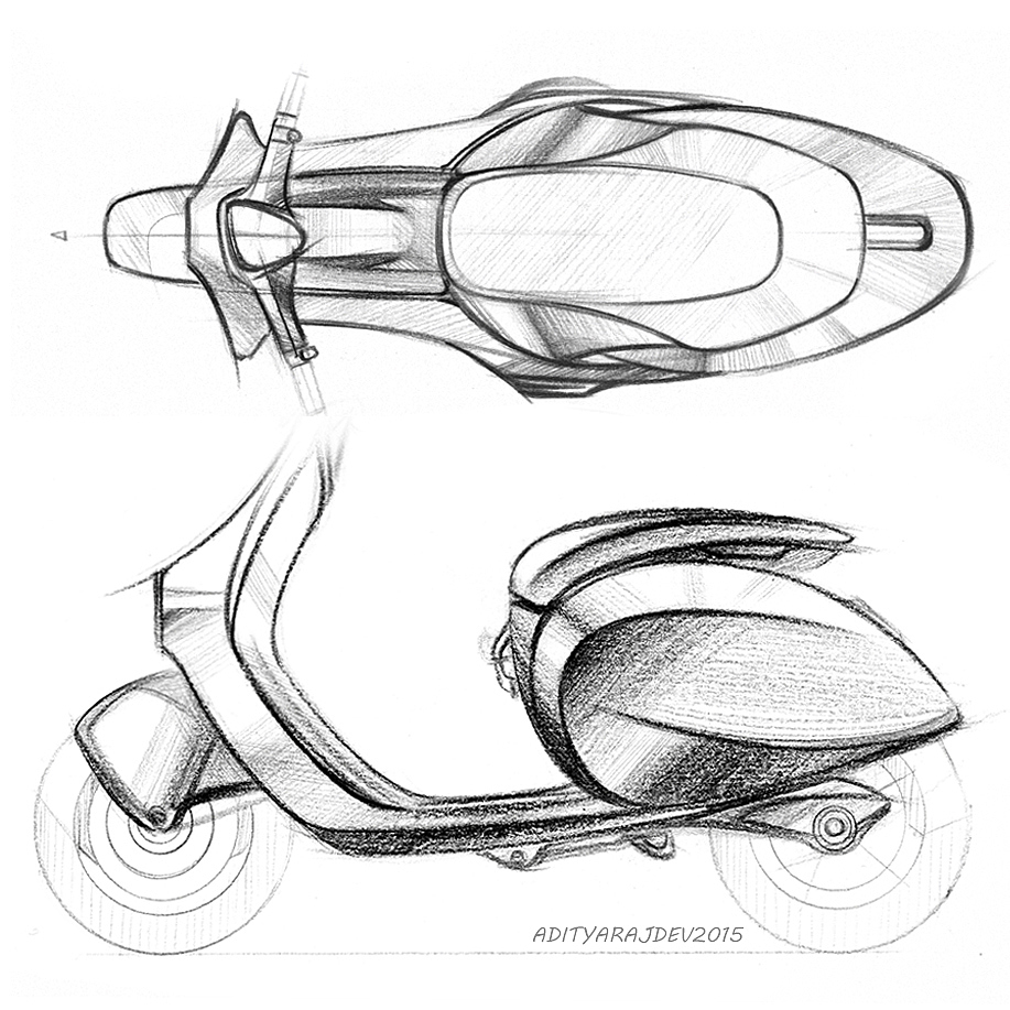 motorcycle，Hand drawn，ball pen，