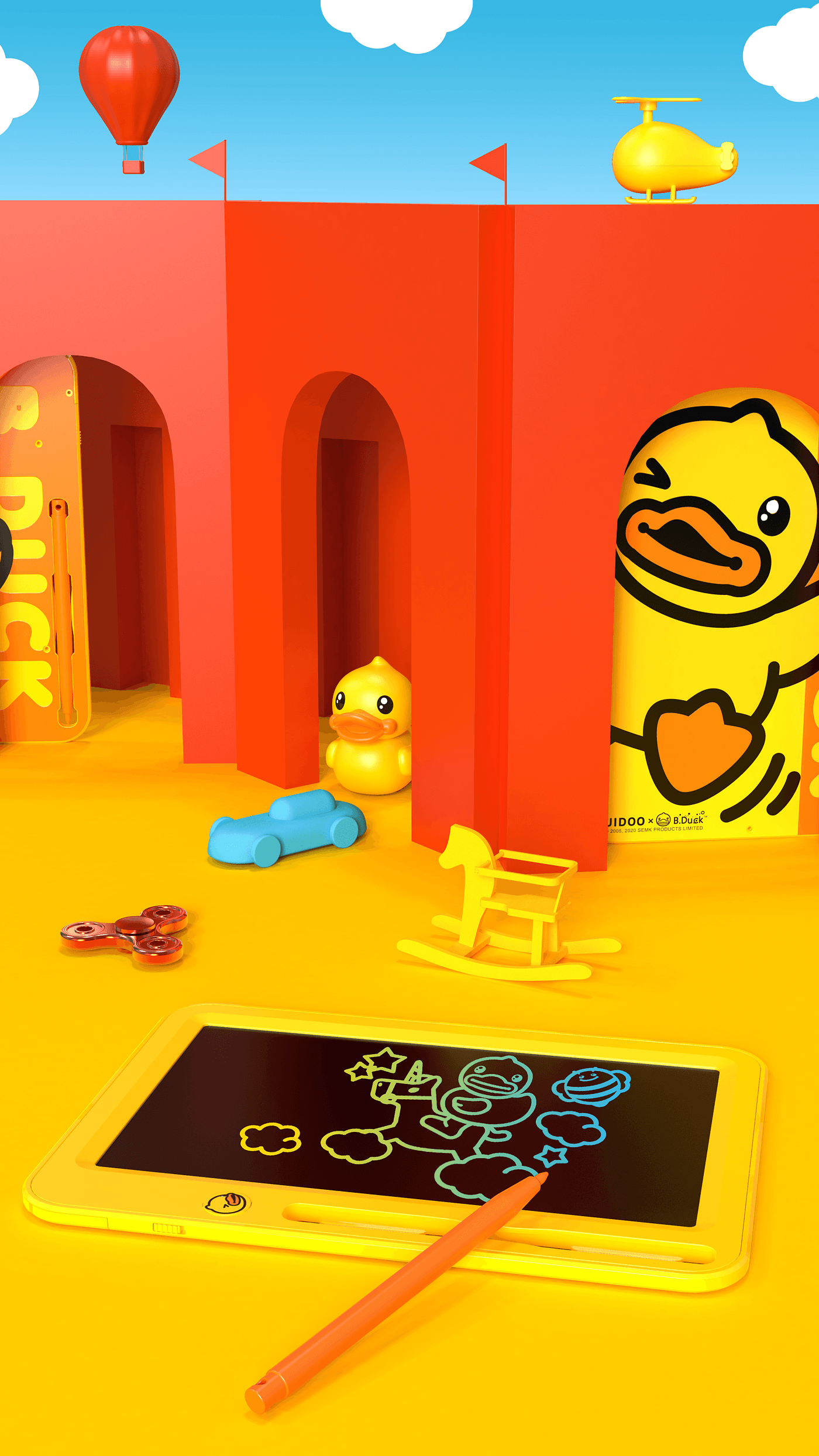 B.DUCK，Yellow duck，liquid crystal，Hand drawn，Handwriting board，IP，Tide play，draw，