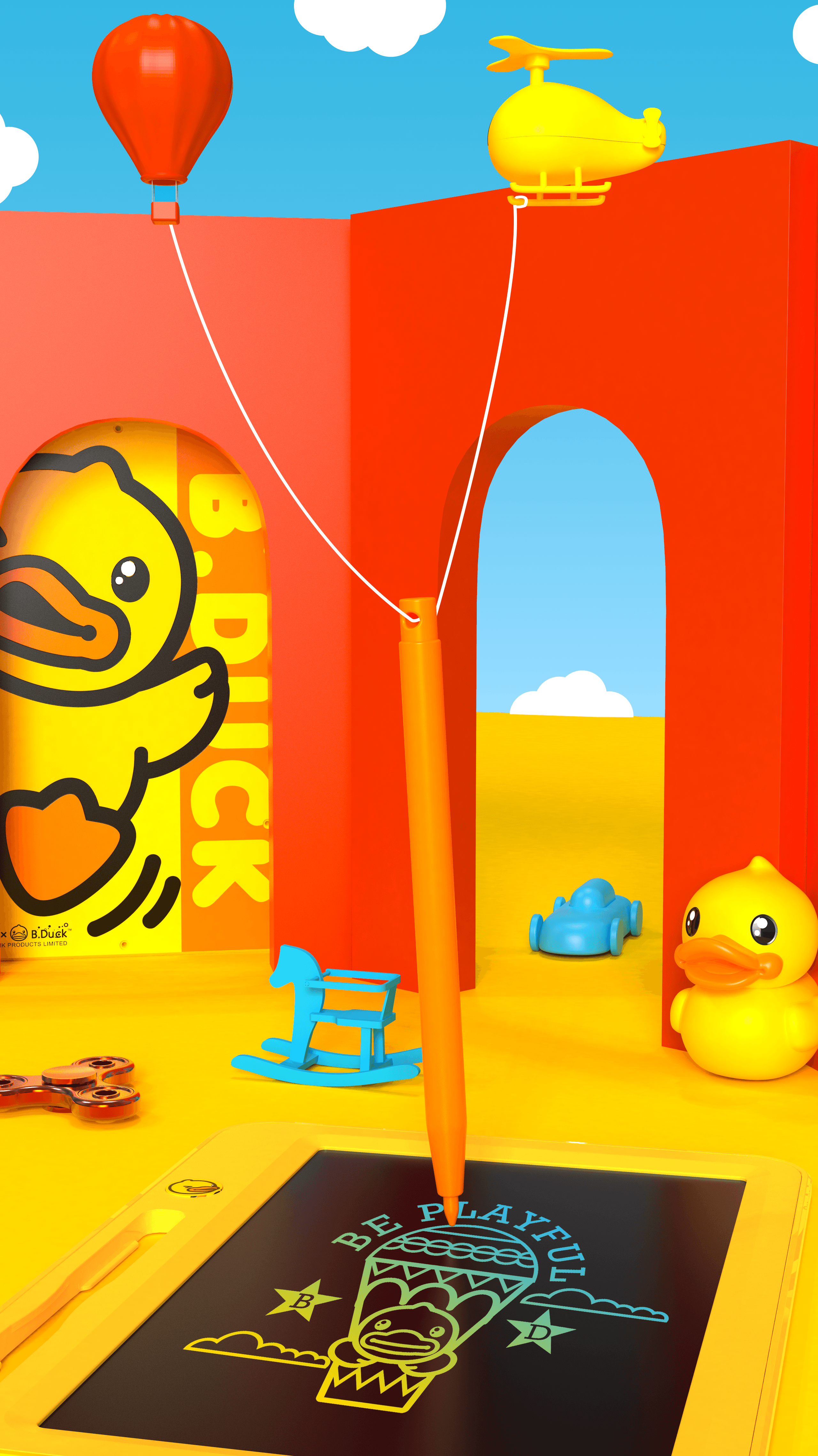 B.DUCK，Yellow duck，liquid crystal，Hand drawn，Handwriting board，IP，Tide play，draw，