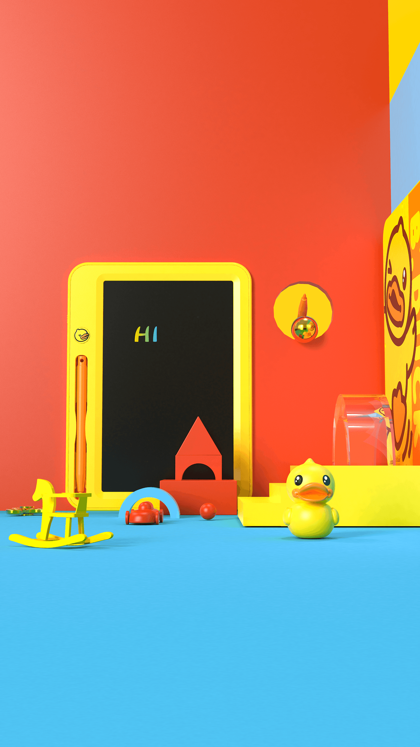 B.DUCK，Yellow duck，liquid crystal，Hand drawn，Handwriting board，IP，Tide play，draw，