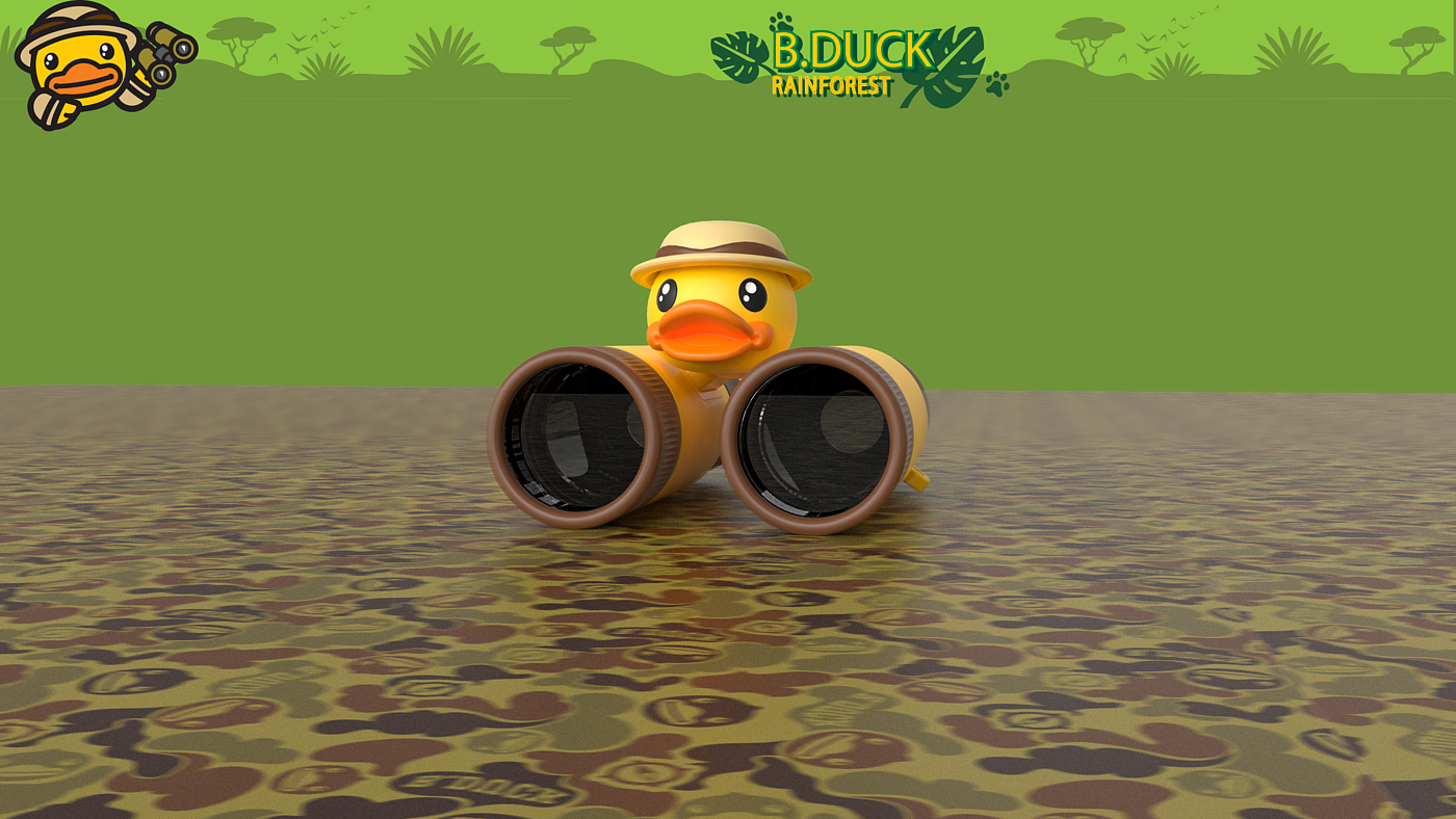 B.DUCK，Yellow duck，telescope，Toys，IP，Tide play，outdoors，motion，