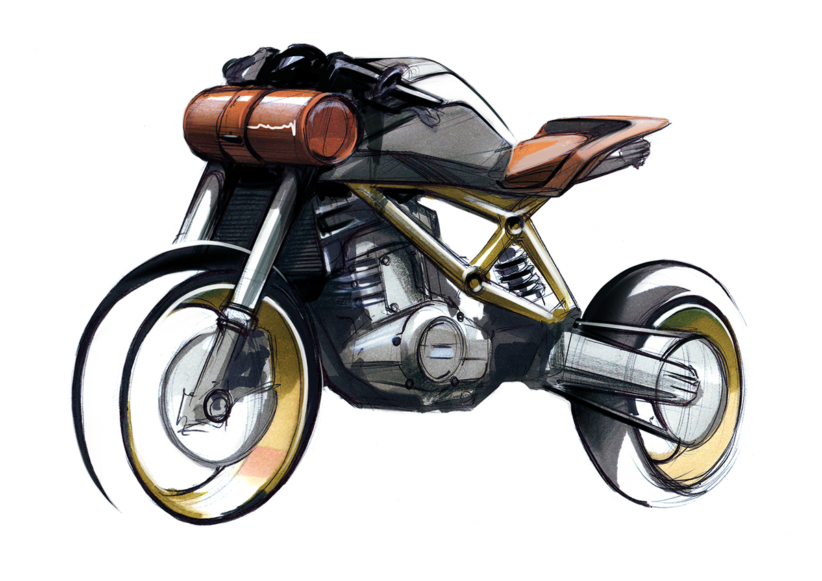 Hand drawn，motorcycle，Great God's small picture book series，