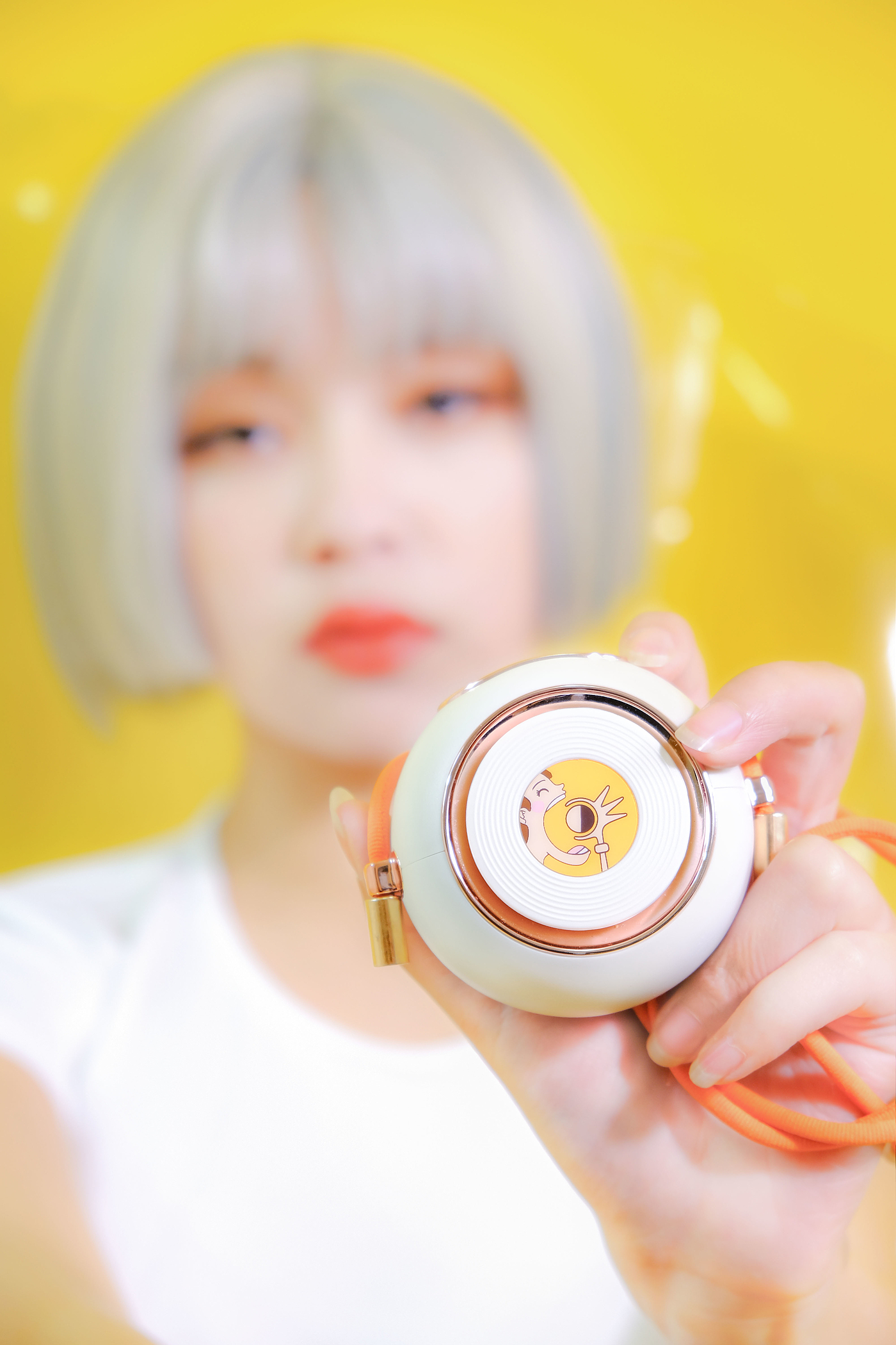 Magic bean, cute, hanging neck design, fan，