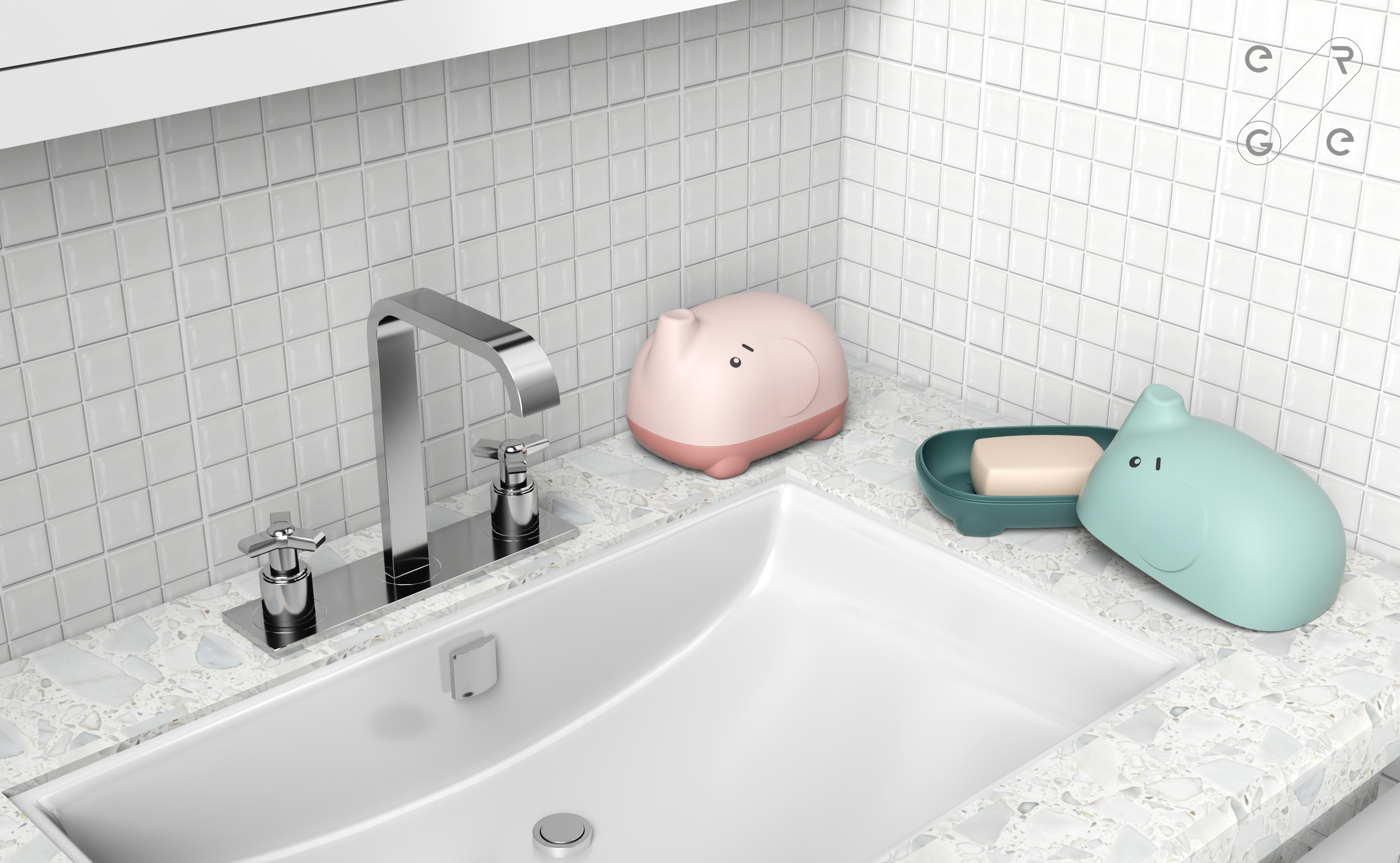 Bathroom supplies，Grey design，Soap box，Receive，