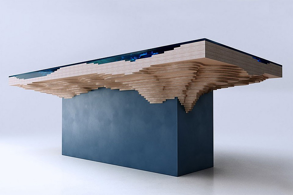 Dark blue，table，contour，water，