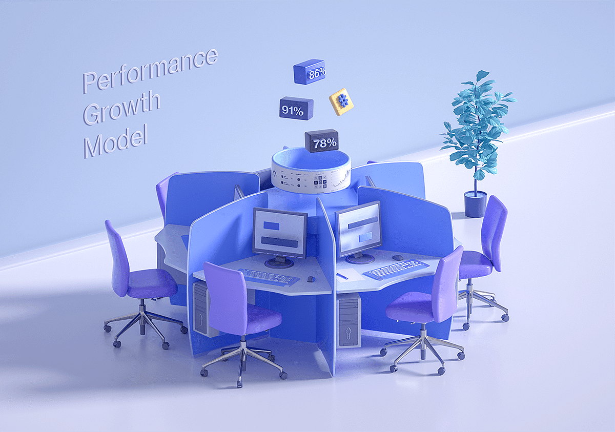 office，intelligence，Render，3d，