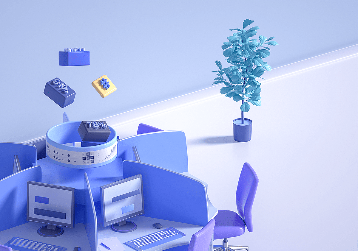 office，intelligence，Render，3d，