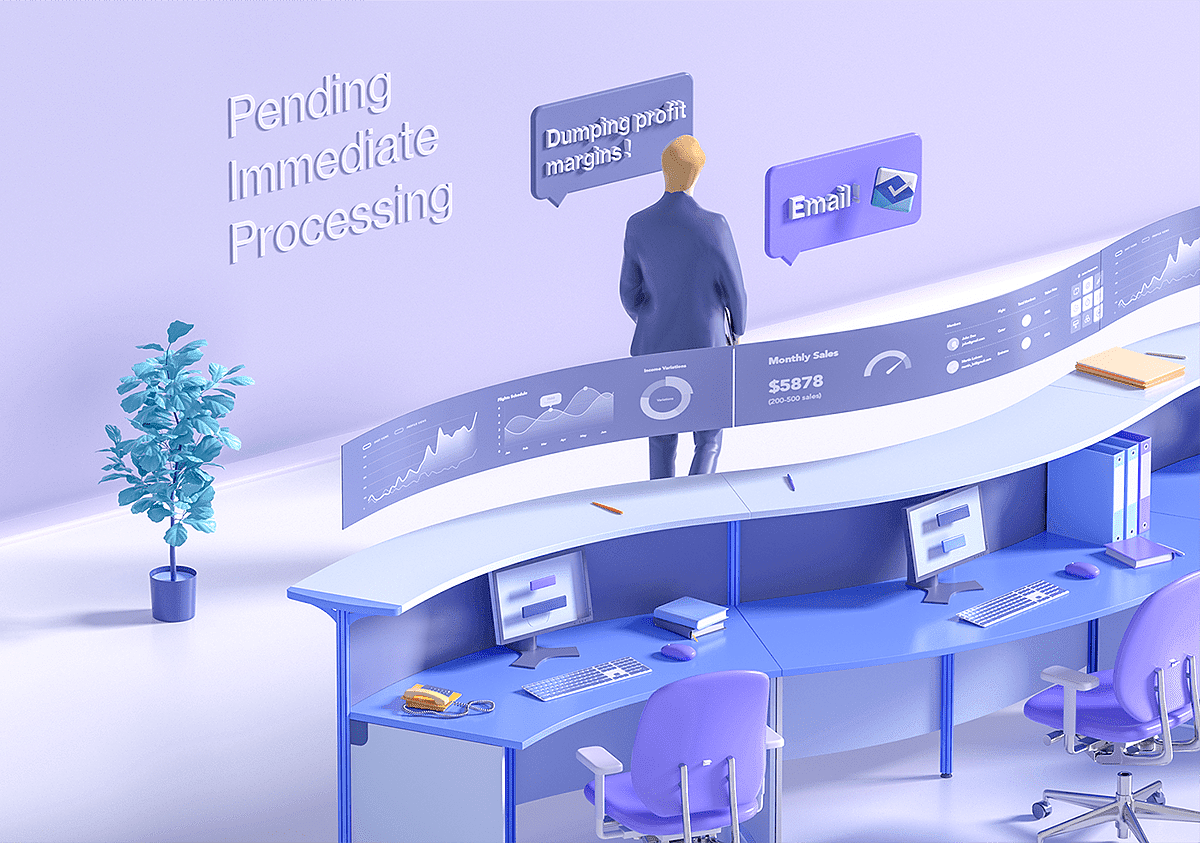 office，intelligence，Render，3d，
