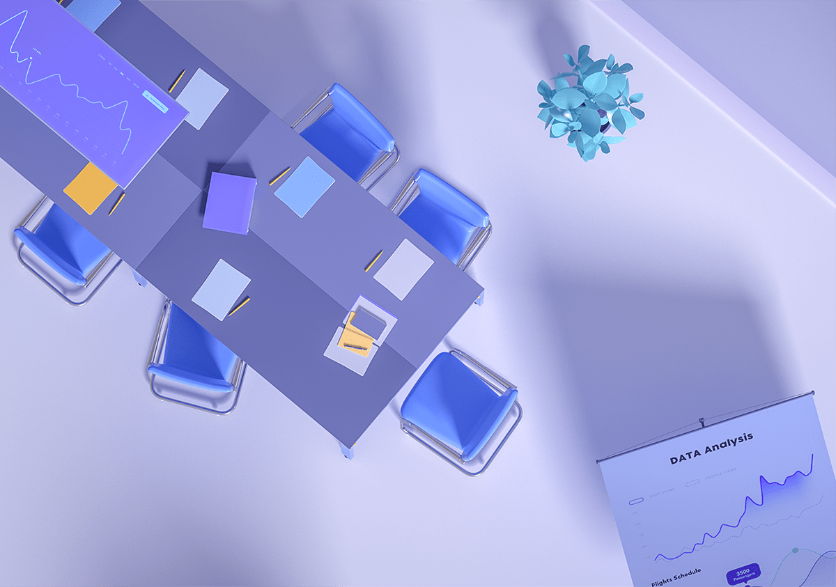 office，intelligence，Render，3d，