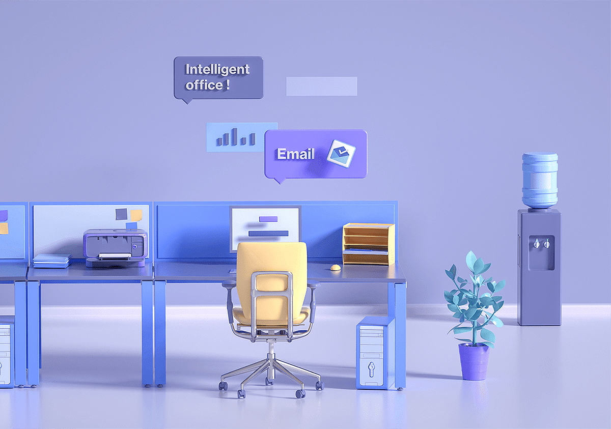 office，intelligence，Render，3d，