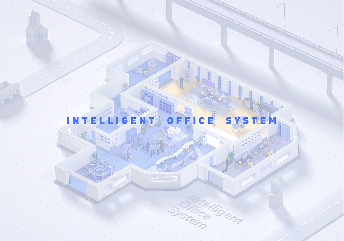 office，intelligence，Render，3d，