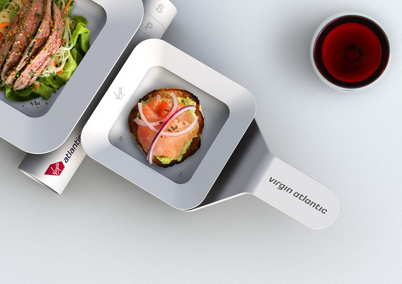Virgin Airlines，tableware，Dinner plate，Plane meal，Simplicity，