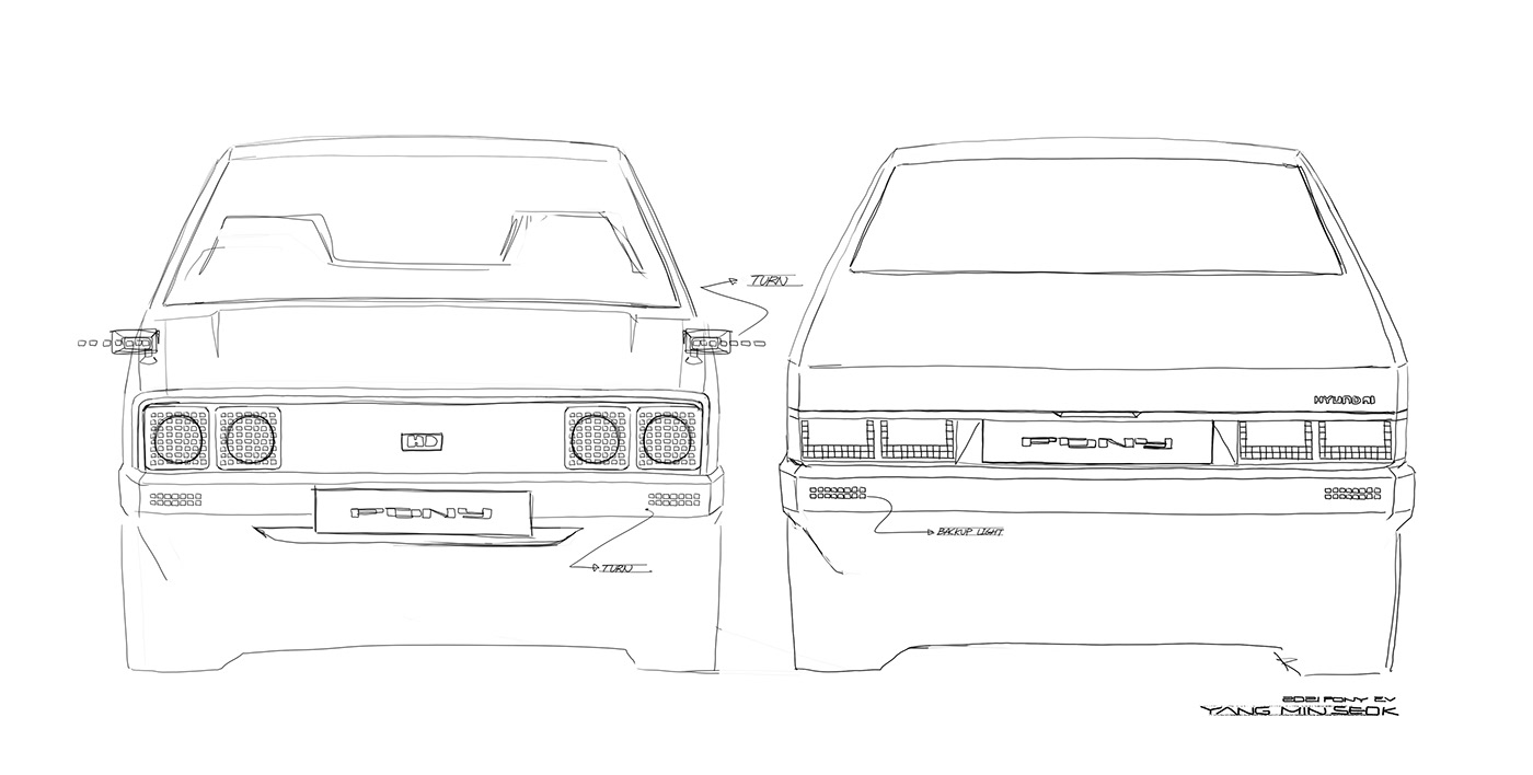 hyundai，Automobile design，modern，PONY，