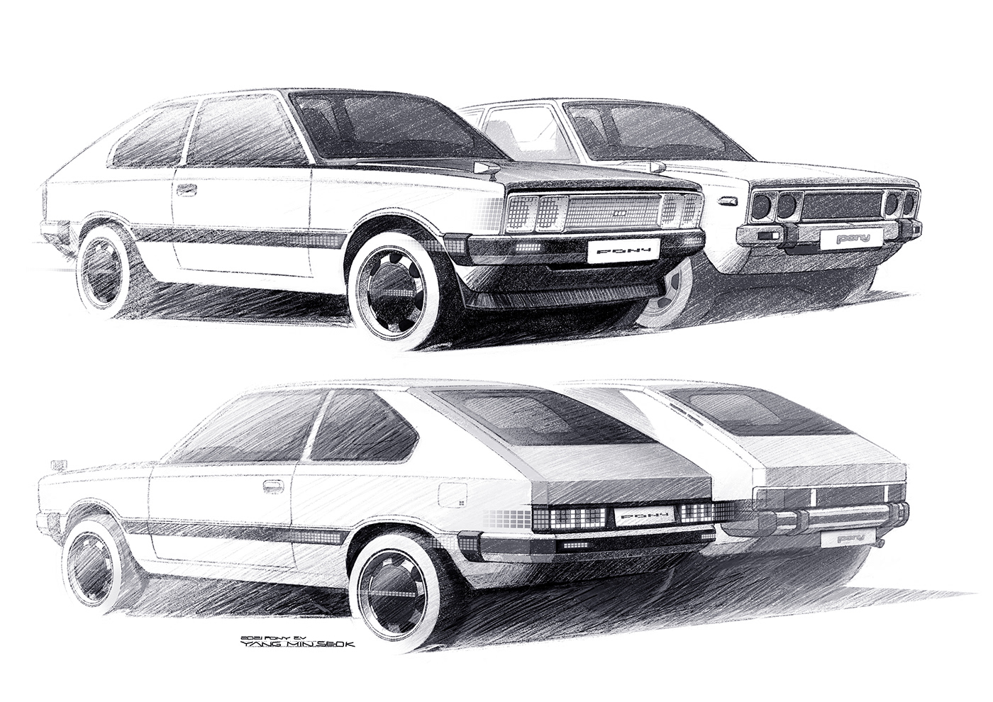 hyundai，Automobile design，modern，PONY，